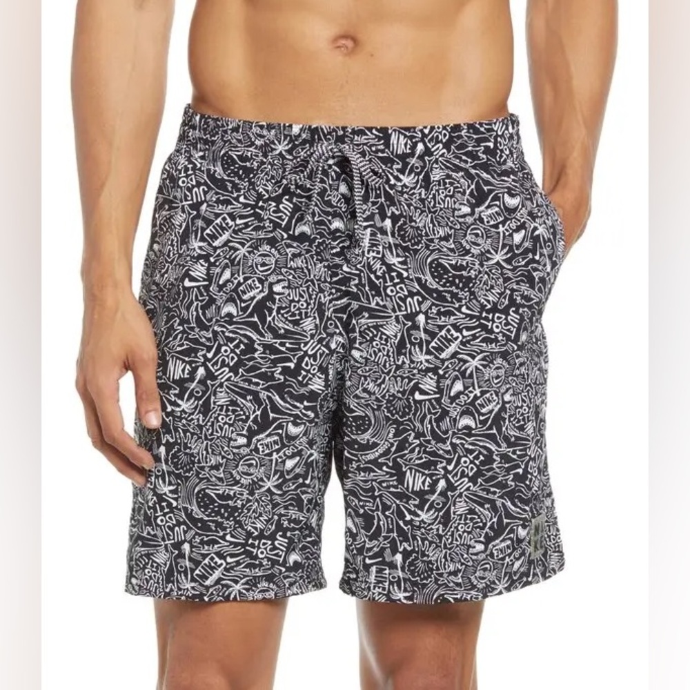 Nike/ Shark Lap 7 Volley Swim Trunks - Black / Size XL